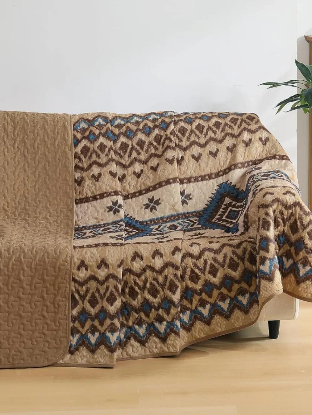 Brown Aztec Boho Quilt Set – 3pc Southwestern Bedspread